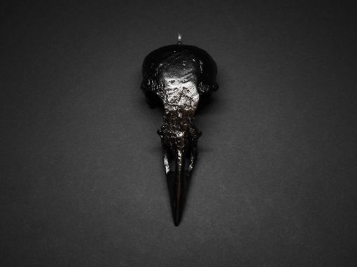 Eva - naszyjnik, duża wrona z naszej kolekcji biżuterii stylizowanej na ptasie czaszki. W kolorze czarnym.